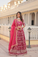 LW 7080 D Pure Viscose Jacquard Embroidered Work Lehenga