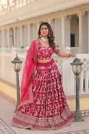 LW 7080 D Pure Viscose Jacquard Embroidered Work Lehenga