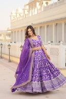 LW 7080 E Pure Viscose Jacquard Embroidered Work Lehenga