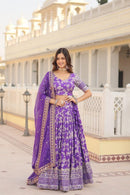 LW 7080 E Pure Viscose Jacquard Embroidered Work Lehenga
