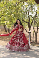 LW 7080 B Pure Viscose Jacquard Embroidered Work Lehenga