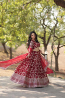 LW 7080 B Pure Viscose Jacquard Embroidered Work Lehenga
