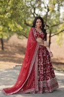 LW 7080 B Pure Viscose Jacquard Embroidered Work Lehenga