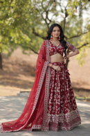 LW 7080 B Pure Viscose Jacquard Embroidered Work Lehenga