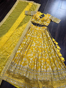 LW 7080 Pure Viscose Jacquard Embroidered Work Lehenga