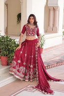 KA 5052 Heavy Sequins Thread Embroidered Work Lehenga