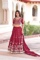 KA 5052 Heavy Sequins Thread Embroidered Work Lehenga