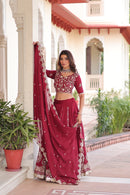 KA 5052 Heavy Sequins Thread Embroidered Work Lehenga