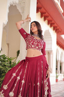 KA 5052 Heavy Sequins Thread Embroidered Work Lehenga
