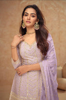 Gulkayra Designer 7518 P Premium Real Chinon Silk Sharara Suit