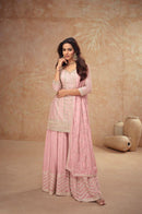 Gulkayra Designer 7518 O Premium Real Chinon Silk Sharara Suit
