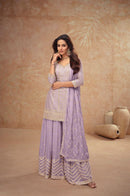 Gulkayra Designer 7518 P Premium Real Chinon Silk Sharara Suit