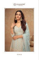 Gulkayra Designer 7518 Q Premium Real Chinon Silk Sharara Suit