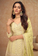 Gulkayra Designer 7518 R Premium Real Chinon Silk Sharara Suit