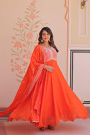 LW 9313 B Star Georgette Sequins Embroidered Gown