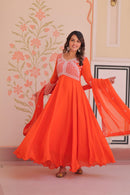 LW 9313 B Star Georgette Sequins Embroidered Gown