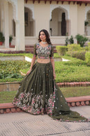 LW 7151 B Gold Crush With Sequins Zari And Codding Embroidered Work Lehenga Choli