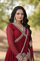 KA 1107 B Royal Wine Red Party Wear Anarkali Gowns
