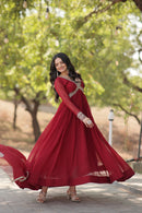 KA 1107 B Royal Wine Red Party Wear Anarkali Gowns