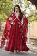 KA 1107 B Royal Wine Red Party Wear Anarkali Gowns