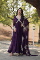 KA 1107 Royal Purple Georgette Anarkali Gown