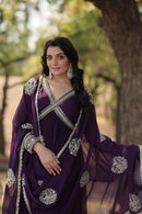 KA 1107 Royal Purple Georgette Anarkali Gown