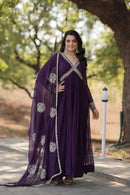 KA 1107 Royal Purple Georgette Anarkali Gown