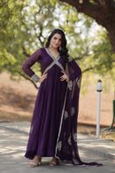 KA 1107 Royal Purple Georgette Anarkali Gown