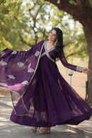 KA 1107 Royal Purple Georgette Anarkali Gown