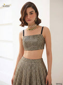 Alizeh 9004 Black & Gold Chevron Sequin Party Wear Lehenga