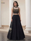 Alizeh 9005 Black & Gold Chevron Sequin Party Wear Lehenga