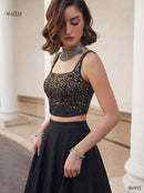 Alizeh 9005 Black & Gold Chevron Sequin Party Wear Lehenga