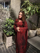 LG 2095 Wine Maroon Embroidered Silk Pakistani Suit