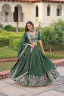 LW 7153 Deep Bottle Green Embroidered Lehenga Choli