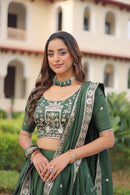 LW 7153 Deep Bottle Green Embroidered Lehenga Choli