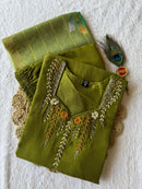 KR 408 Olive Green Cotton Kurti