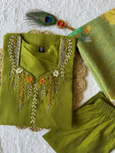 KR 408 Olive Green Cotton Kurti