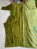 KR 408 Olive Green Cotton Kurti