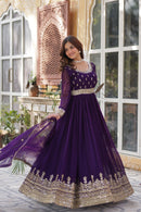 KA 1144 Deep Purple Georgette Anarkali Gown