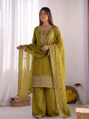 NSR 893 Olive Green Embroidered Salwar Suits