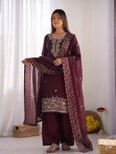 NSR 893 C Wine Embroidered Salwar Suits