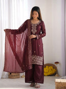 NSR 893 C Wine Embroidered Salwar Suits