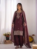 NSR 893 C Wine Embroidered Salwar Suits