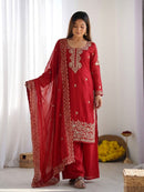 NSR 893 F Crimson Red Embroidered Salwar Suits
