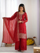 NSR 893 F Crimson Red Embroidered Salwar Suits