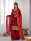 NSR 893 F Crimson Red Embroidered Salwar Suits