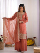 NSR 893 D Rust Orange Embroidered Salwar Suits