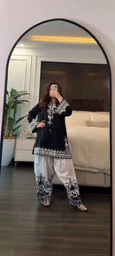 JF 044 Black & White Embroidered Pakistani Farshi Salwar