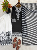 JF 044 Black & White Embroidered Pakistani Farshi Salwar