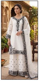 Hoor Tex HF 638 Pakistani Style White Embroidered Palazzo Dress